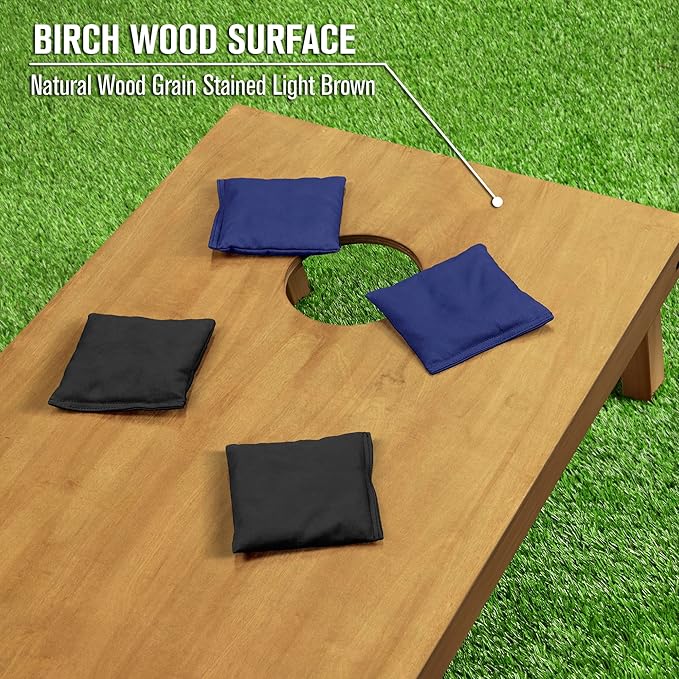 GoSports 4 ft x 2 ft Regulation Size Wooden Cornhole Boards Set - Includes Carrying Case - Full Regulation Size Bean Bag Toss Boards