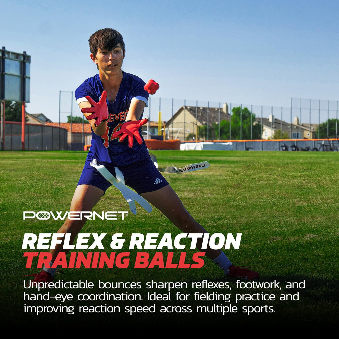 PowerNet Reaction Balls, Reflex & Agility Trainer, Hand-Eye Coordination Training, Reaction Speed Training Equipment, Baseball Softball Soccer and Boxing Reflex Ball (2-PK)