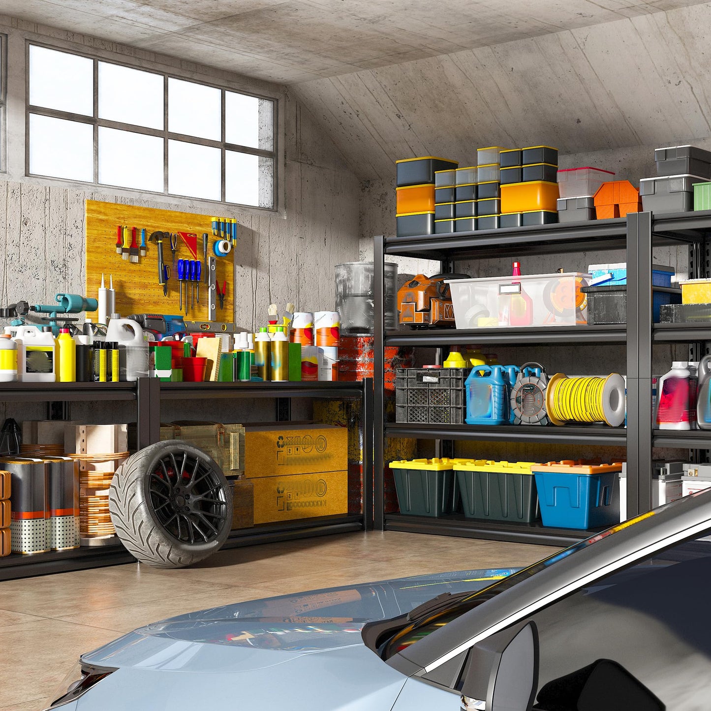 Raybee 40" W Garage Shelving, Storage Shelves 56.9" H, Metal Shelving Heavy Duty Load 1600LBS, Adjustable Metal Shelves for Storage Pantry Kitchen 40" W x 19.1" D x 56.9" H