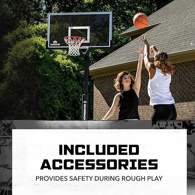 Silverback In-Ground Basketball Hoops, Adjustable Height Tempered Glass Backboard and Pro-Style Flex Rim. - Multiple Styles Available