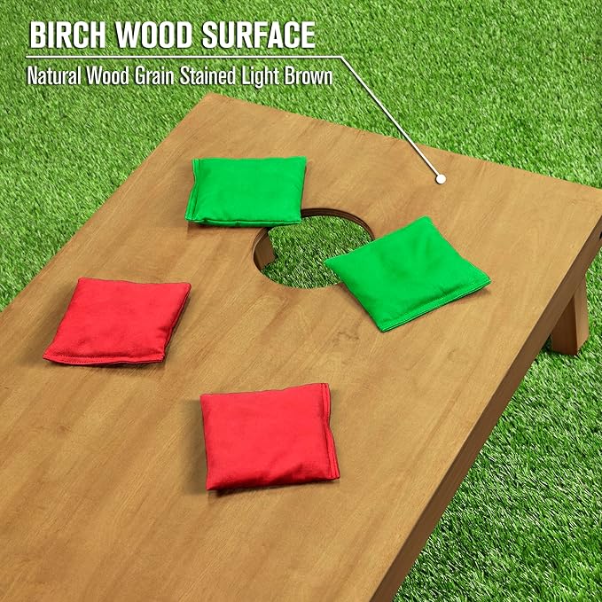 GoSports 4 ft x 2 ft Regulation Size Wooden Cornhole Boards Set - Includes Carrying Case - Full Regulation Size Bean Bag Toss Boards