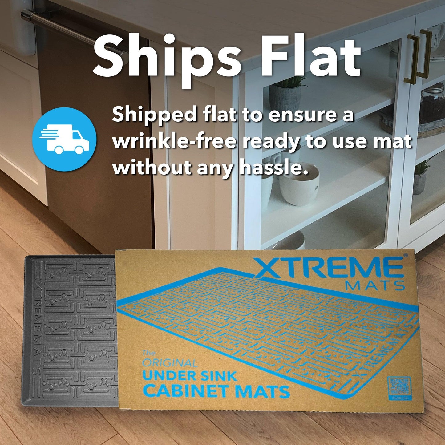 XTREME MATS Waterproof Undersink Mat (Grey 34" 1/4 x 22 1/4) 36 inch Cabinet Base Liner for Kitchen & Laundry Cabinets Catches Leaks Prevents Damage Flexible Sink Driptray