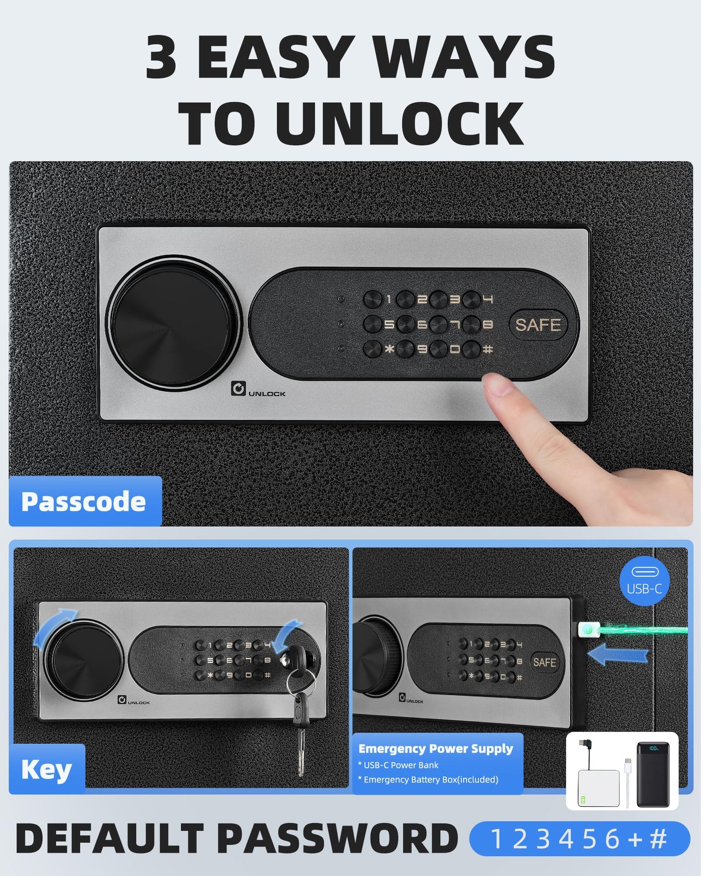 DAYI Safe Box, 1.4 Cubic Feet Home Safe with Fireproof Waterproof Bag, Security Safe Box for Money Cash Valuables, Digital Electronic Keypad, Dual Alarm System, Removable Shelf - D-35
