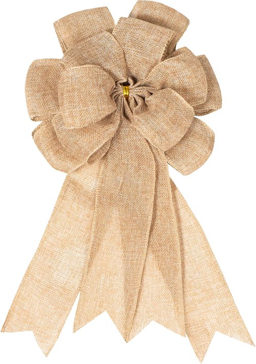 Large Burlap Bow by [Brand Name] - Rustic Tree Topper for Wreaths | 14.9 x 9 Inches, Perfect for Farmhouse Decor