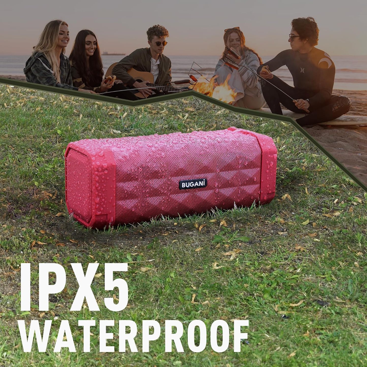 BUGANI 100ft 24H Bluetooth Speaker Portable Wireless Speaker, Wireless Range, Louder Volume, Stereo Sound, Amazing Bass