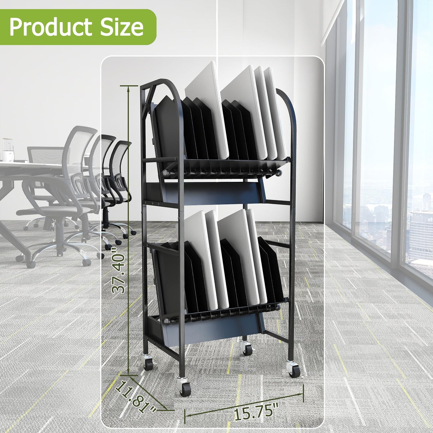 AIWFL 20 Device Laptop Charging Cart, 2 Tier Mobile Open Charging Cart Station Rack for Laptops Computers, Tablets and Chromebooks, Office and Classroom Chromebook Charging Carts Laptop Storage Carts