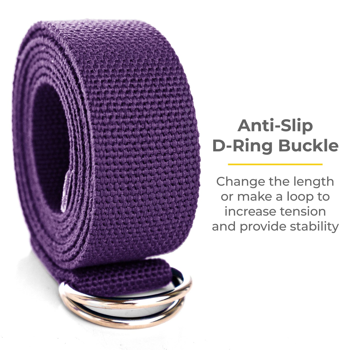 Sunshine Yoga 10-Pack Yoga Strap, 6-Foot Yoga Straps With Anti-Slip D-Ring Buckle, Adjustable Leg Stretching Strap for Muscle and Hamstring Stretch, Exercise Strap for Schools and Studios, Purple