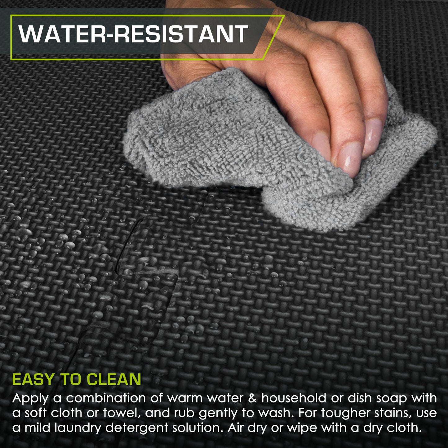 ProsourceFit Weaved Pattern Extra Thick Exercise Puzzle Mat 1-inch, EVA Foam Interlocking Tiles for Protective, Cushioned Flooring for Home and Gym Equipment; Black, 24 SQ FT, 6 Tiles