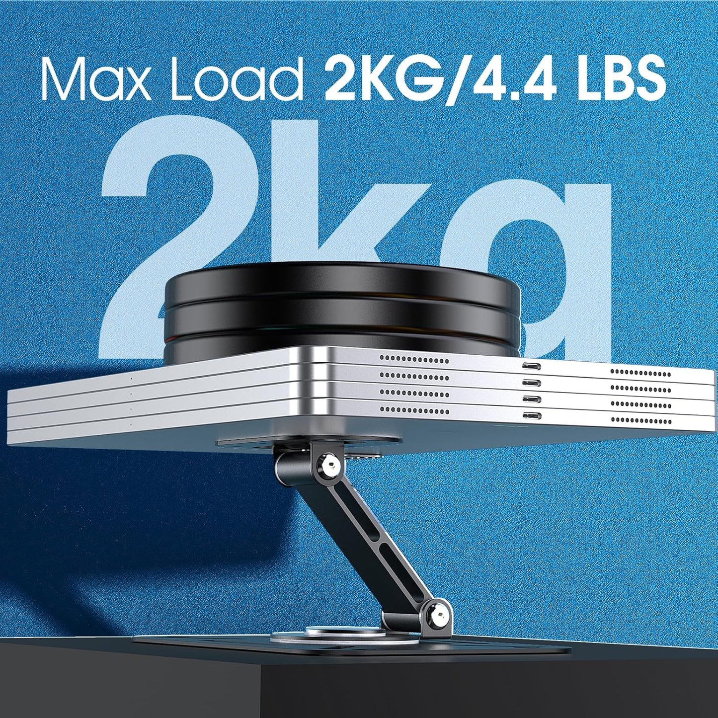 3-in-1 1/4-Inch 360-degree Projector Stand with Cable Ties Desk, Wall and Ceiling Mount with Thread, Foldable, Height