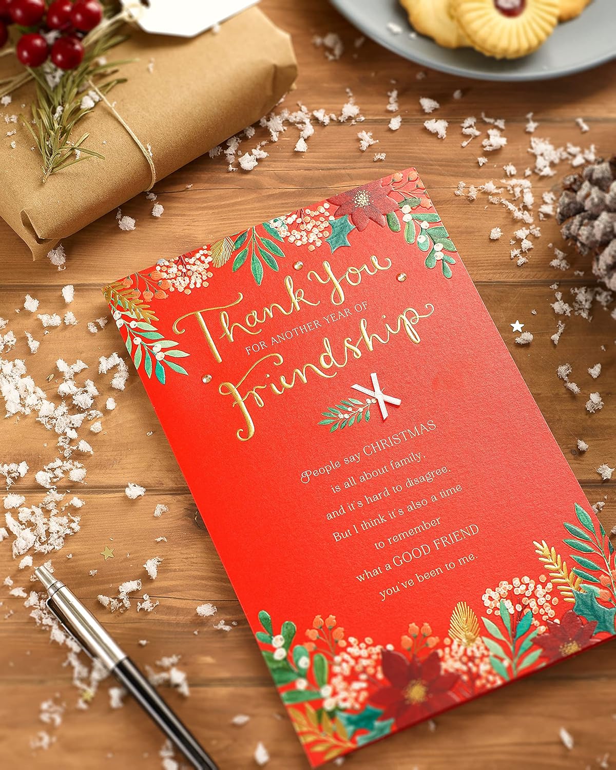UK Greetings Friendship Christmas Card - Heartfelt Holiday Wishes - Multi-Color Design