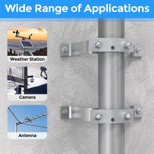 2 PACK Wall Mount Pair for TV Antenna Mast Brackets,Heavy Duty 3" Antenna Wall Mount bracket for Weather Station and Amateur Antenna,Antenna Mast Mount Bracket,Adjustable Antenna Mast Mount Up to 2.5”