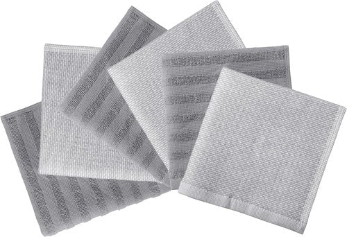 Bumble Premium Dish Cloths - Highly Absorbent 100% Natural Cotton | 13"x13" | 6 Pack - Soft Terry Set in Grey