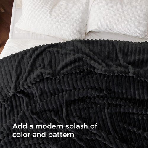 Bedsure GentleSoft Queen Size Blanket - Cozy Fleece Throw for Women & Girls, Black, 90x90 Inches