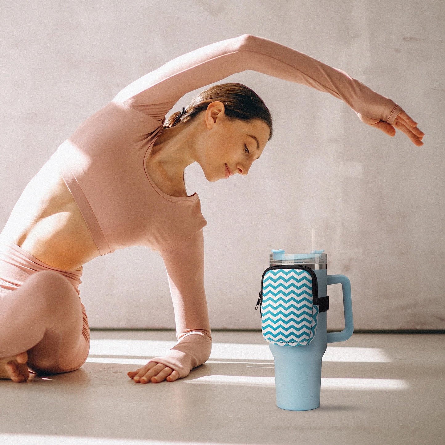 Water Cup Bottle Pouch Accessory | Compatible with Stanley Tumbler| Great for Workouts, Gym, Running, Walking, Sports| Keeps Cards, Keys, and Earphones Safe| Fun and Cute Designs (Volleyball)