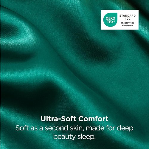 Bedsure Satin Pillowcases - Luxurious Silk-Like Queen Size Set of 2 | Dark Green, 20x30 Inches