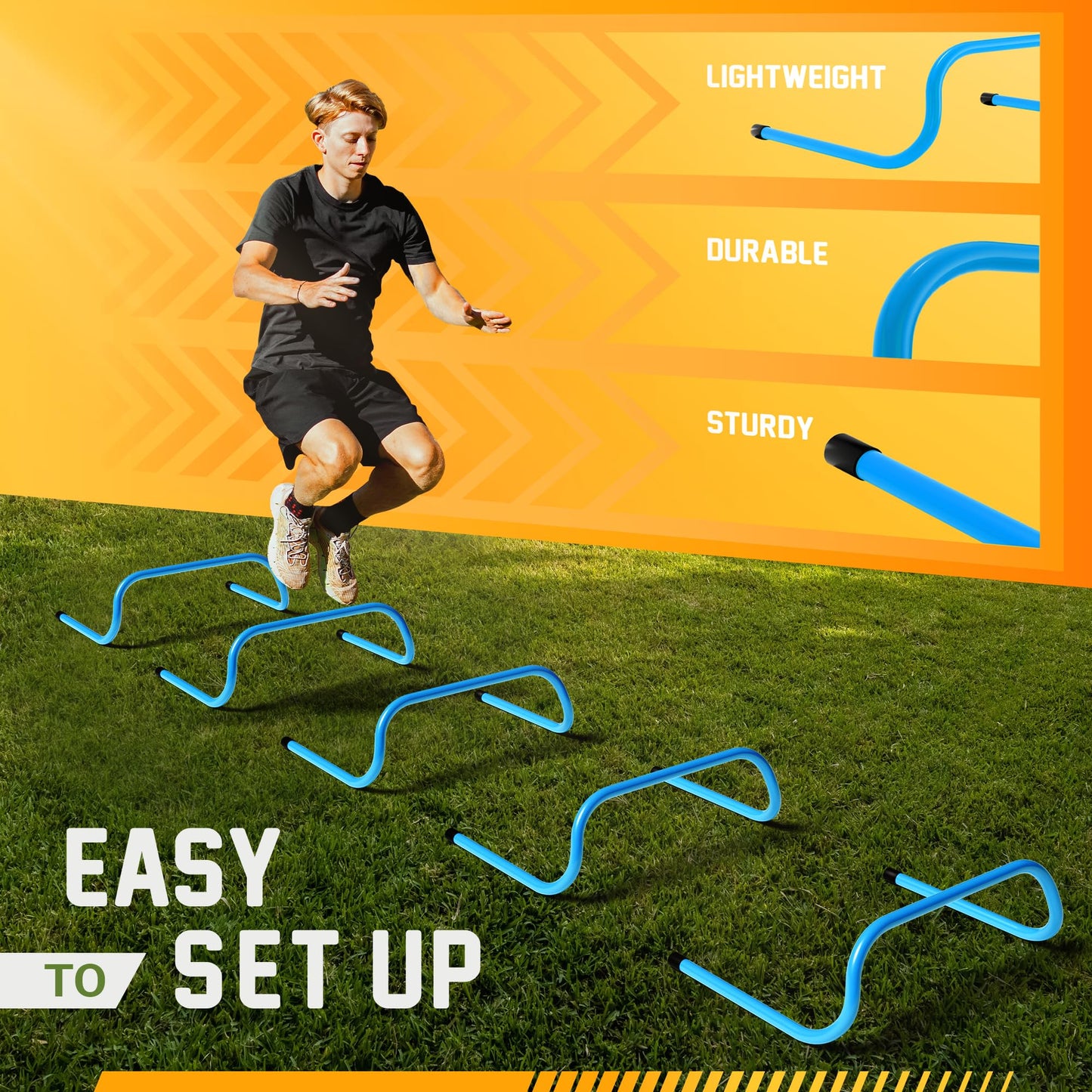 Yes4All Agility Speed Training Agility Hurdles for Athletes - 5 Pack - Speed and Agility Training Equipment for Soccer Basketball Football Hurdle Training (Blue)