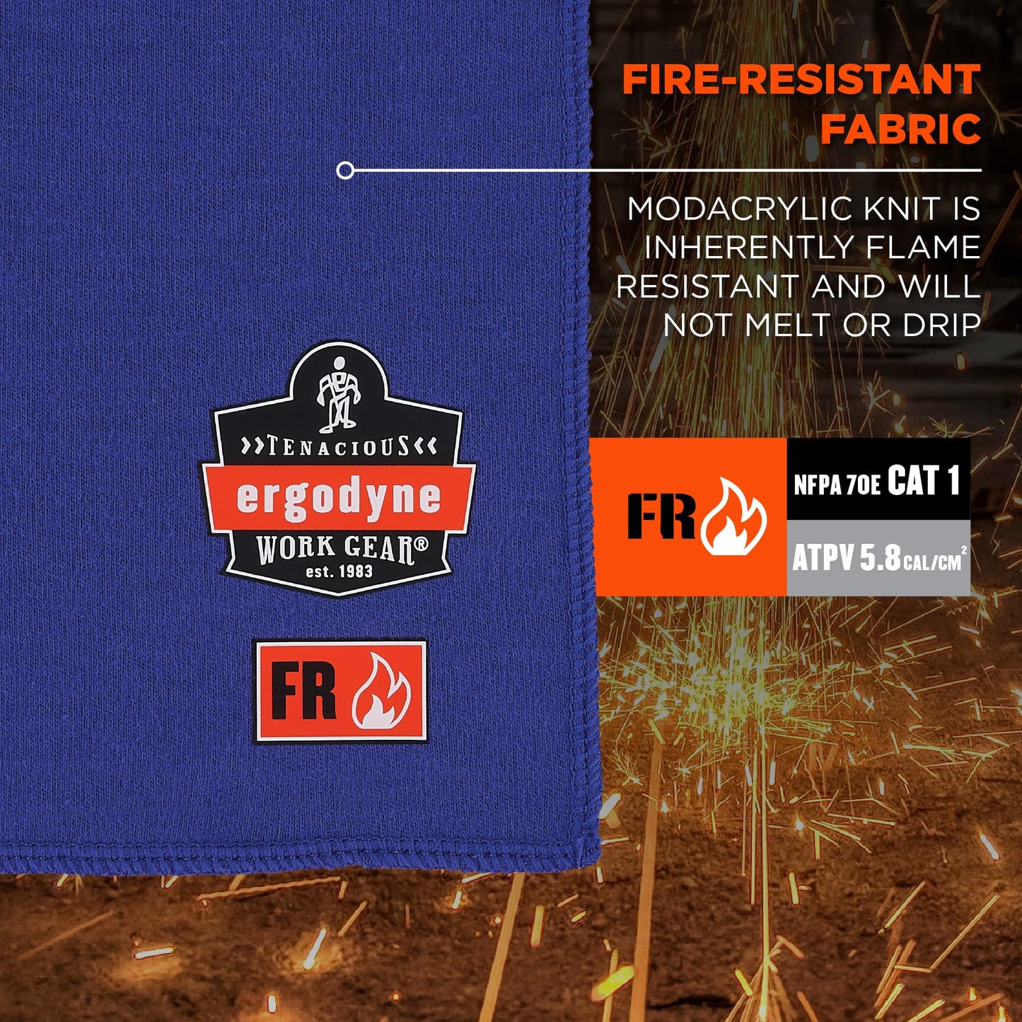 Ergodyne Chill-Its 6606FR Cooling FR Towel, Fire Resistant Modacrylic Knit, Flame Resistant Cooling