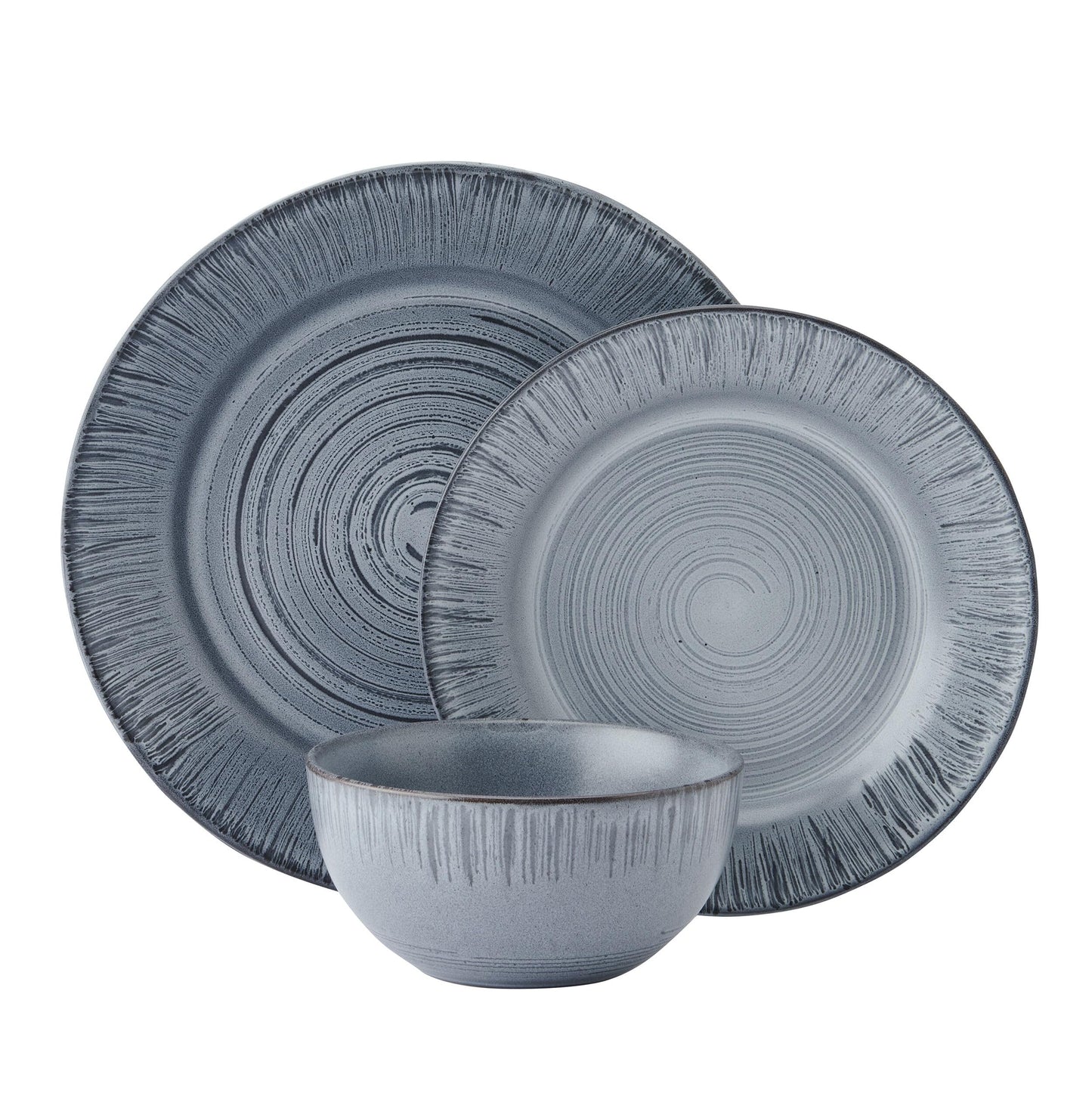 Pfaltzgraff Mystic 12 Piece Plates Bowls Dinnerware Set, Service for 4, Blue