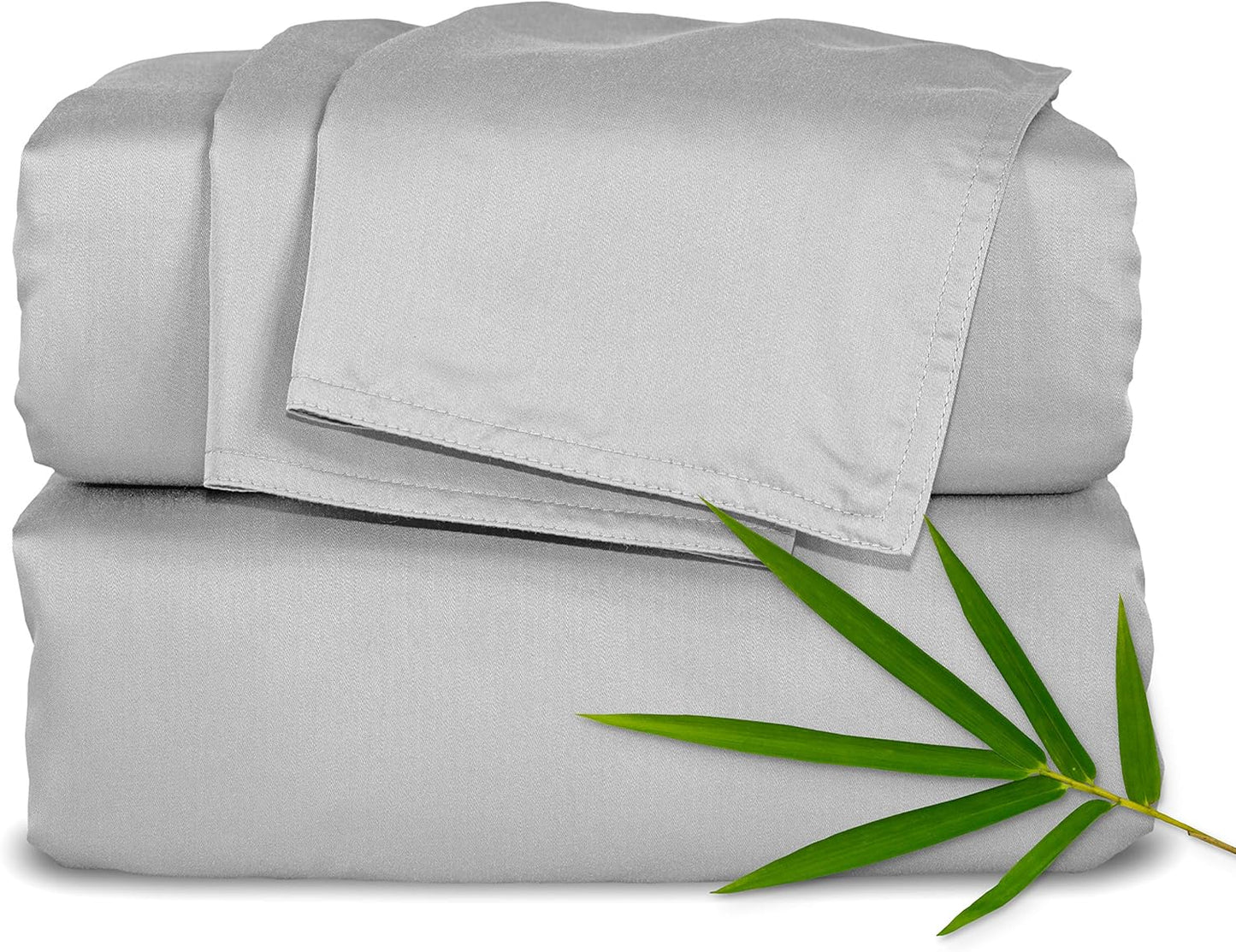 Pure Bamboo Full Bed Sheet Set - Luxuriously Soft & Cooling 100% Organic Viscose | Silver Pearl, Double Stitching