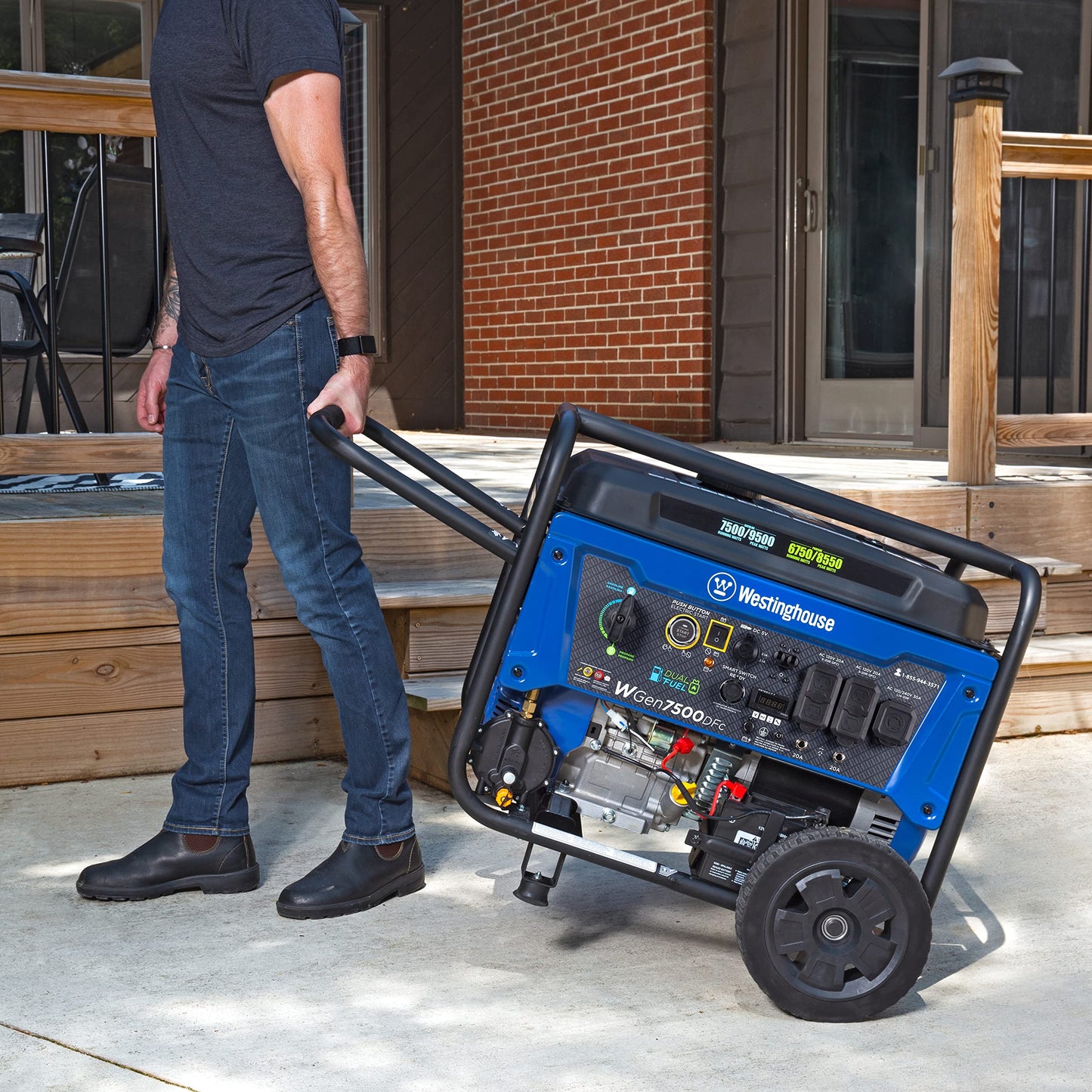 Westinghouse 9500 Peak Watt Dual Fuel Home Backup Portable Generator, Electric Start, Transfer Switch Ready, Gas & Propane Powered, CO Sensor