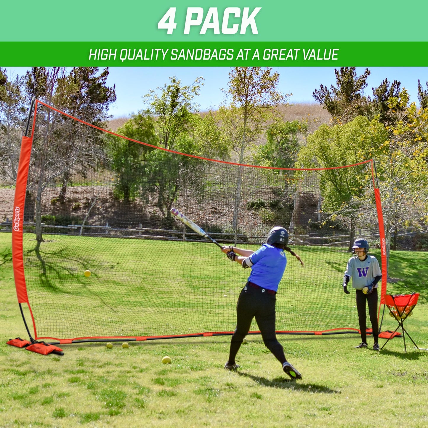 GoSports Sports Net Sandbags Set of 4 Weighted Anchors for Baseball Nets, Soccer Goals, Golf Nets, Football Nets, Hockey Nets and More