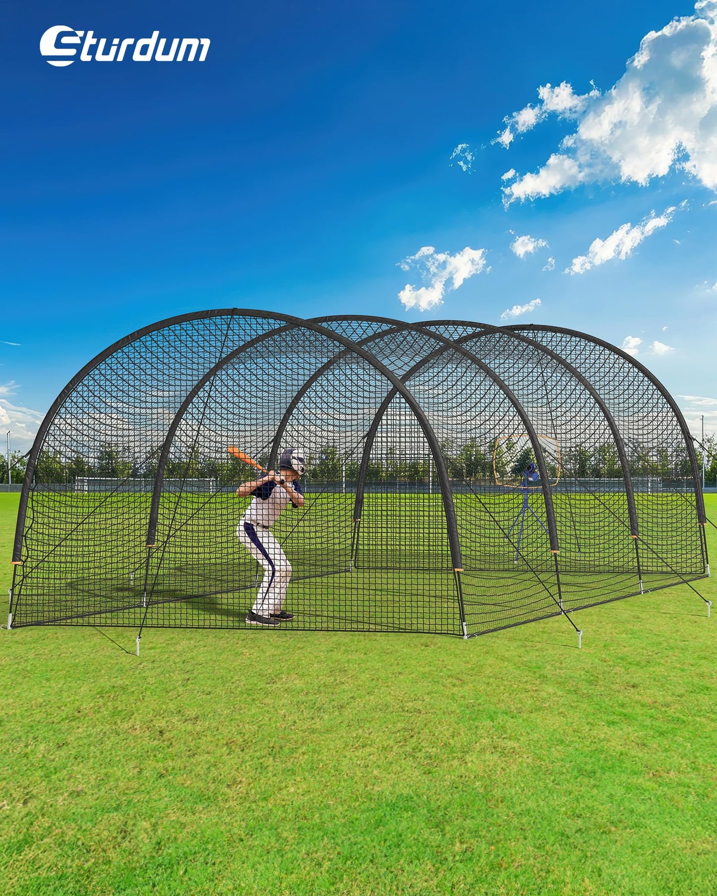 Sturdum Baseball Batting Cage, 30x12x8ft Baseball & Softball Hitting cage for Backyard Park, Portable Batting Cage System with Carrying Bag