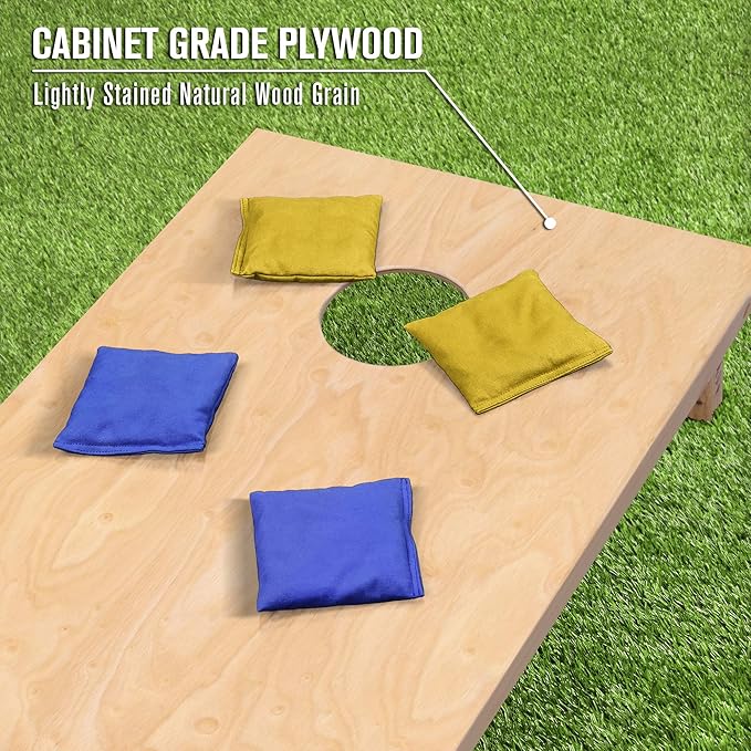 GoSports Regulation Size Wooden Cornhole Set with Natural Wood Finish - Includes Carrying Case