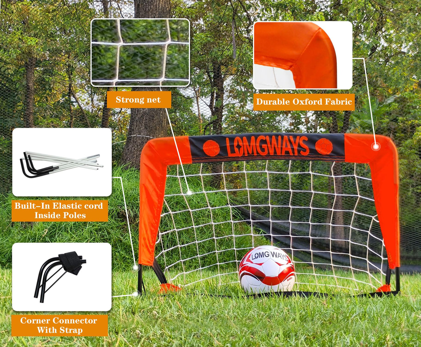 Soccer Goal for Backyard,Mini Soccer Goal with Size 1 Soccer Ball,Pump,Ground Stakes,Carrying Bag, Perfect for Backyard,Court,Field,Easy Set up,Great for All Levels