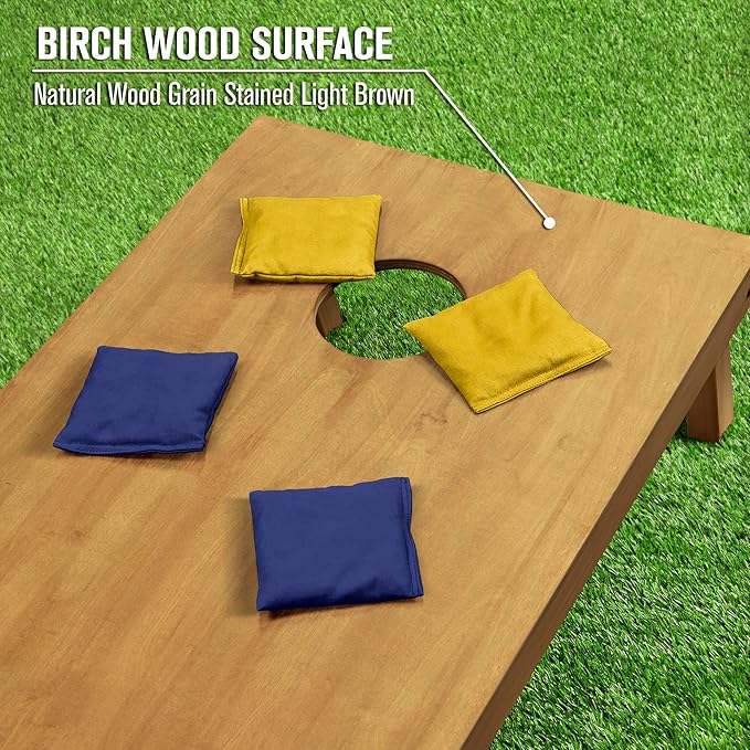 GoSports 4 ft x 2 ft Regulation Size Wooden Cornhole Boards Set - Includes Carrying Case - Full Regulation Size Bean Bag Toss Boards