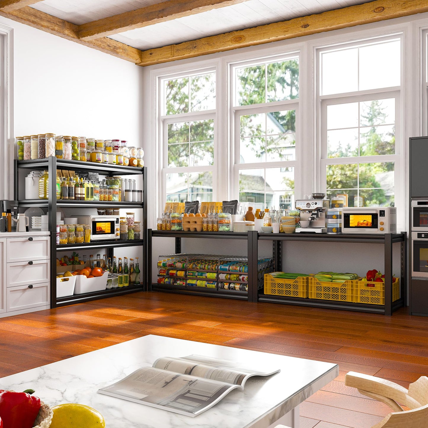 Raybee 40" W Garage Shelving, Storage Shelves 56.9" H, Metal Shelving Heavy Duty Load 1600LBS, Adjustable Metal Shelves for Storage Pantry Kitchen 40" W x 19.1" D x 56.9" H