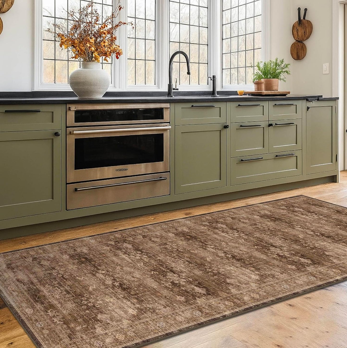 Regine Switzerland Brown Washable Long Runner Rug - Non-Slip Rubber Backing | 2'6"x8' for Hallways & Entryways