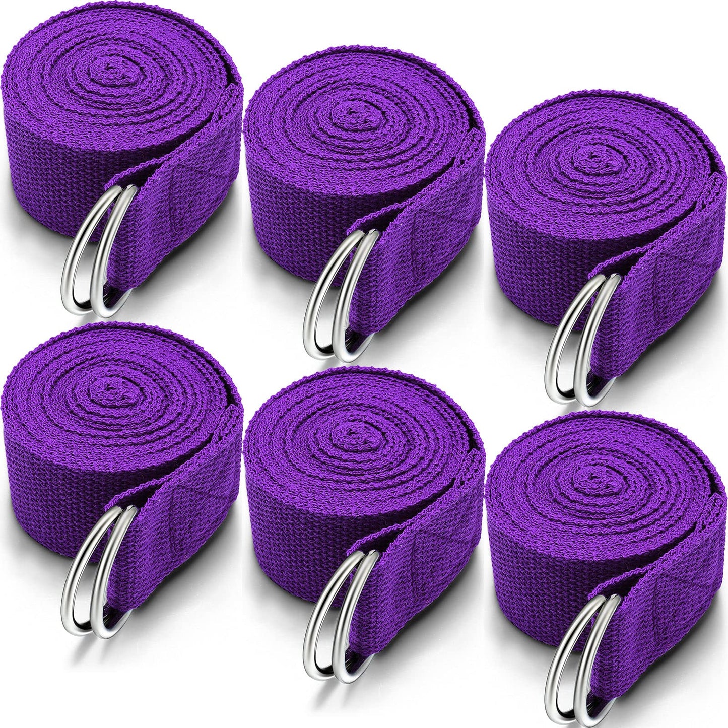 6 Pcs Yoga Strap for Stretching 8 Ft Yoga Exercise Adjustable Straps Bands with Safe Adjustable D Ring Buckle for Pilates Gym Workouts Fitness Improves Sitting Posture(Purple)