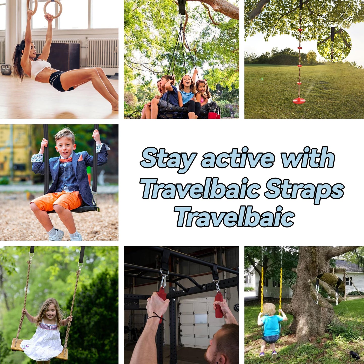 2 Pack Tree Swing Hanging Straps Kit 8FT Extra Long Holds 3000 lbs, Tree Swing Straps+2 Heavy Duty Screw Lock Carabiners+2 Tree Protectors+Swivel Hook, Fast & Easy Way to Hang Any Swing or Hammock