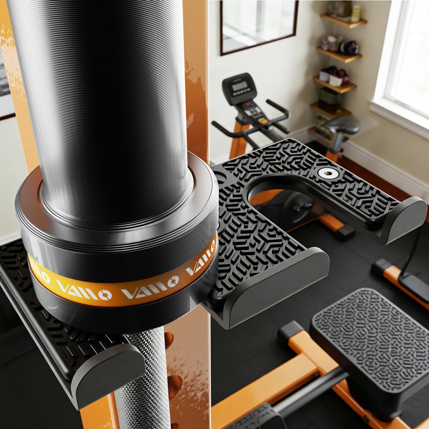 VAIIO 2-in-1 Double Olympic Barbell Holder and Resistance Band Anchor for 2x2 Power Racks, Fits 5/8"-1" Holes, Heavy Duty Steel Bar Storage Hanger with Protective Padding