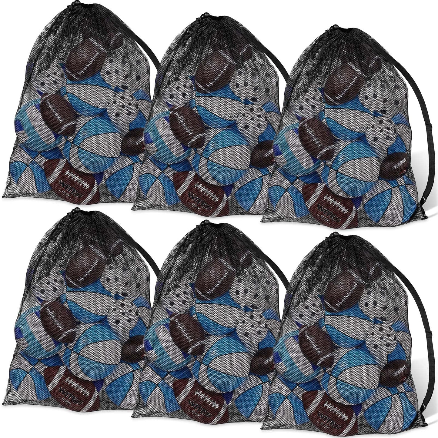 Shappy 8 Pack Extra Large Sports Ball Bag 30 x 40 Inches Mesh Soccer Basketball Bags Large Mesh Pouch with Adjustable Shoulder Strap for Football Volleyball Gym Sports Equipment