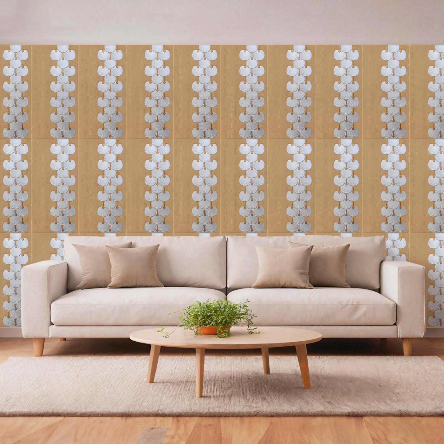 Dundee Deco 3D Peel and Stick Wall Panels - Soft-Touch Matte Finish, 1.6 ft X 3.4 ft, Thick Self-Adhesive Panels for Home & Commercial Interiors - Almond Sand Silver - Set of 10, Covers 55 sq ft