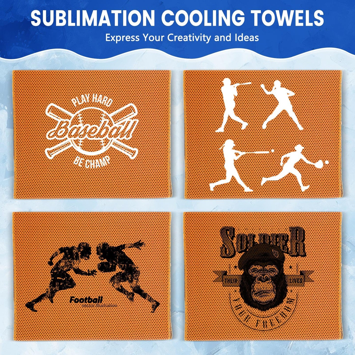 Hosuly 24 Pack Cooling Towels 40"x12" Ice Breathable Soft Chilly Sweat Rag Microfiber Workout Rags for Gym Cooling Towels for Neck and Face for Yoga Golf Sport Running(Orange)