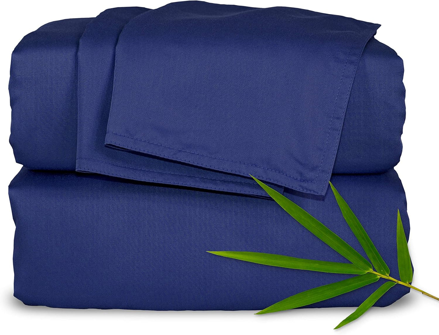 Pure Bamboo Twin Sheets - Luxuriously Soft & Cooling 100% Organic Viscose Bed Set | Cobalt Blue, Double Stitching