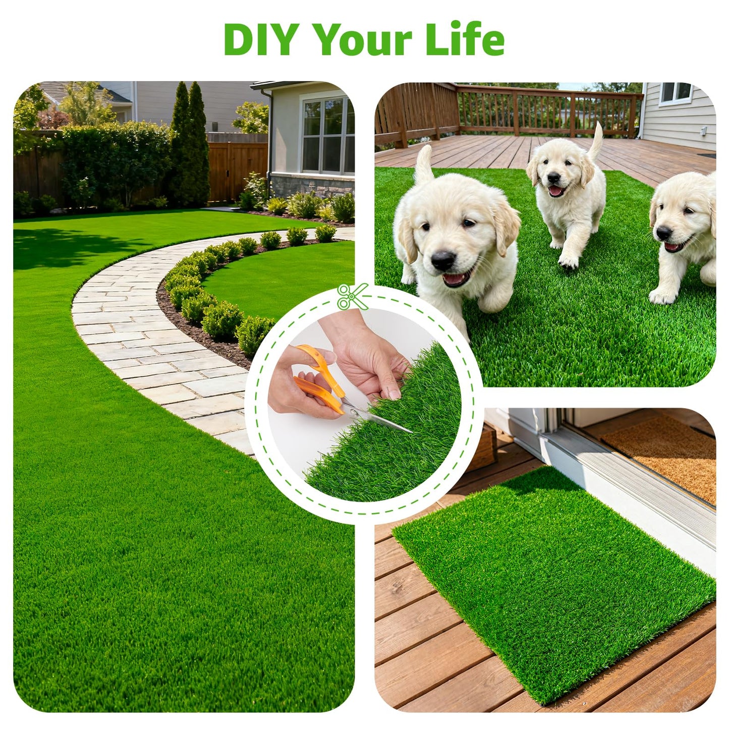 Oiyeefo Artificial Turf Grass Outdoor: Grass Pad for Dogs Indoor Potty Training, Replacement Turf Rug for Patio Balcony Apartment Landscape Decoration, Easy to Clean with Drainage Holes(3.0x5.0ft)