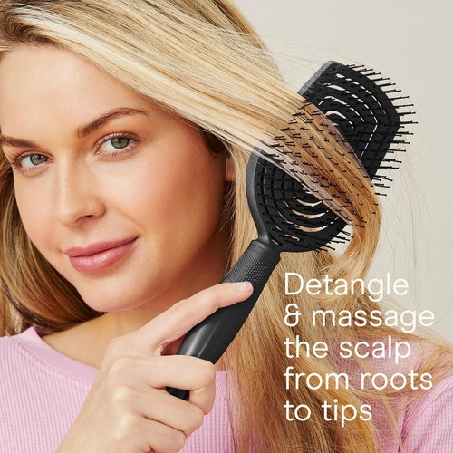 Conair Scalp Care Detangling Hairbrush - Curly Hair Brush & Scalp Massager - Black Onyx