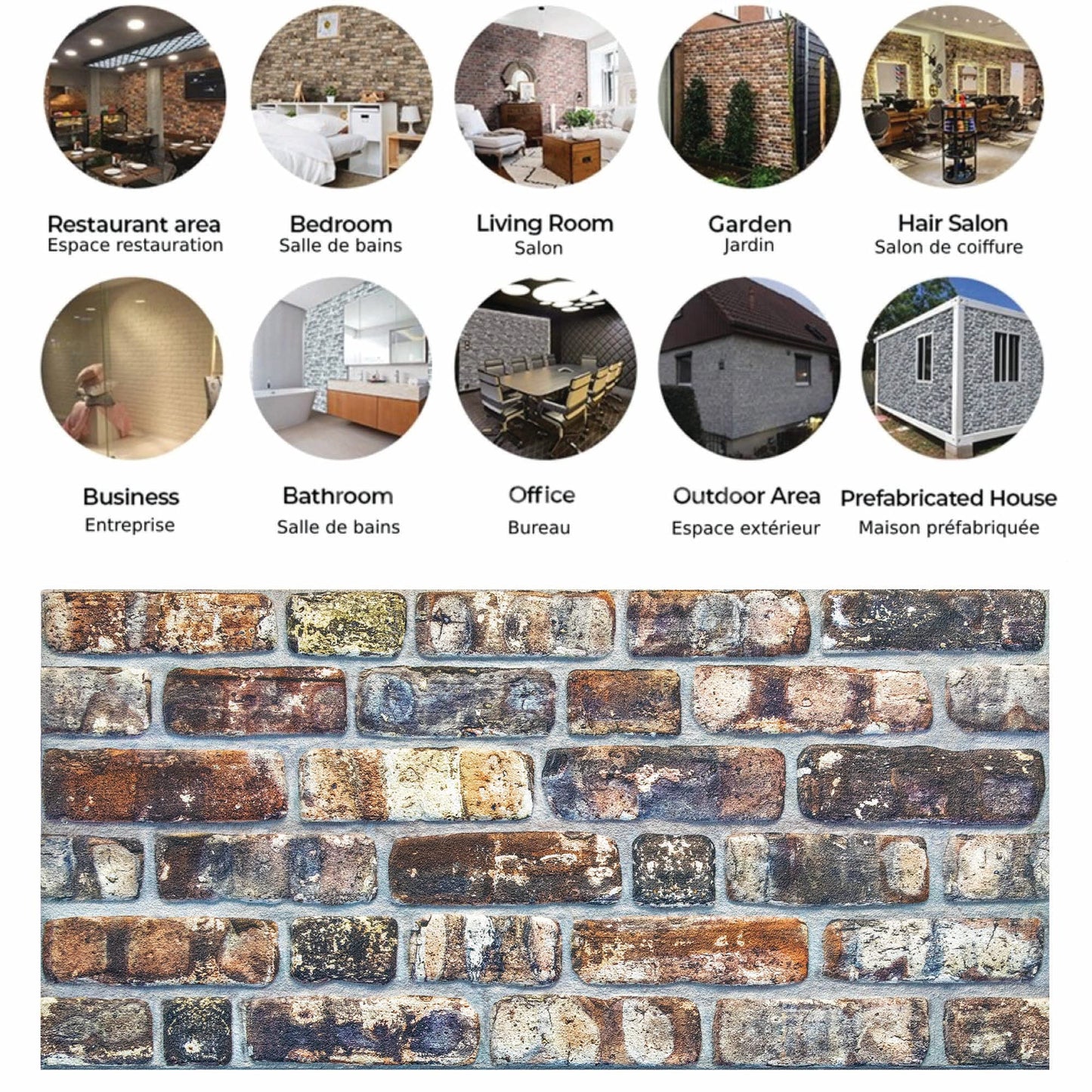 Dundee Deco 3D Wall Panels Faux Brick - Cladding, Multicolored Stone Look Wall Paneling, Styrofoam Facing for Living Room, Kitchen, Bathroom, Balcony, Bedroom, Set of 5, Covers 27 sq ft