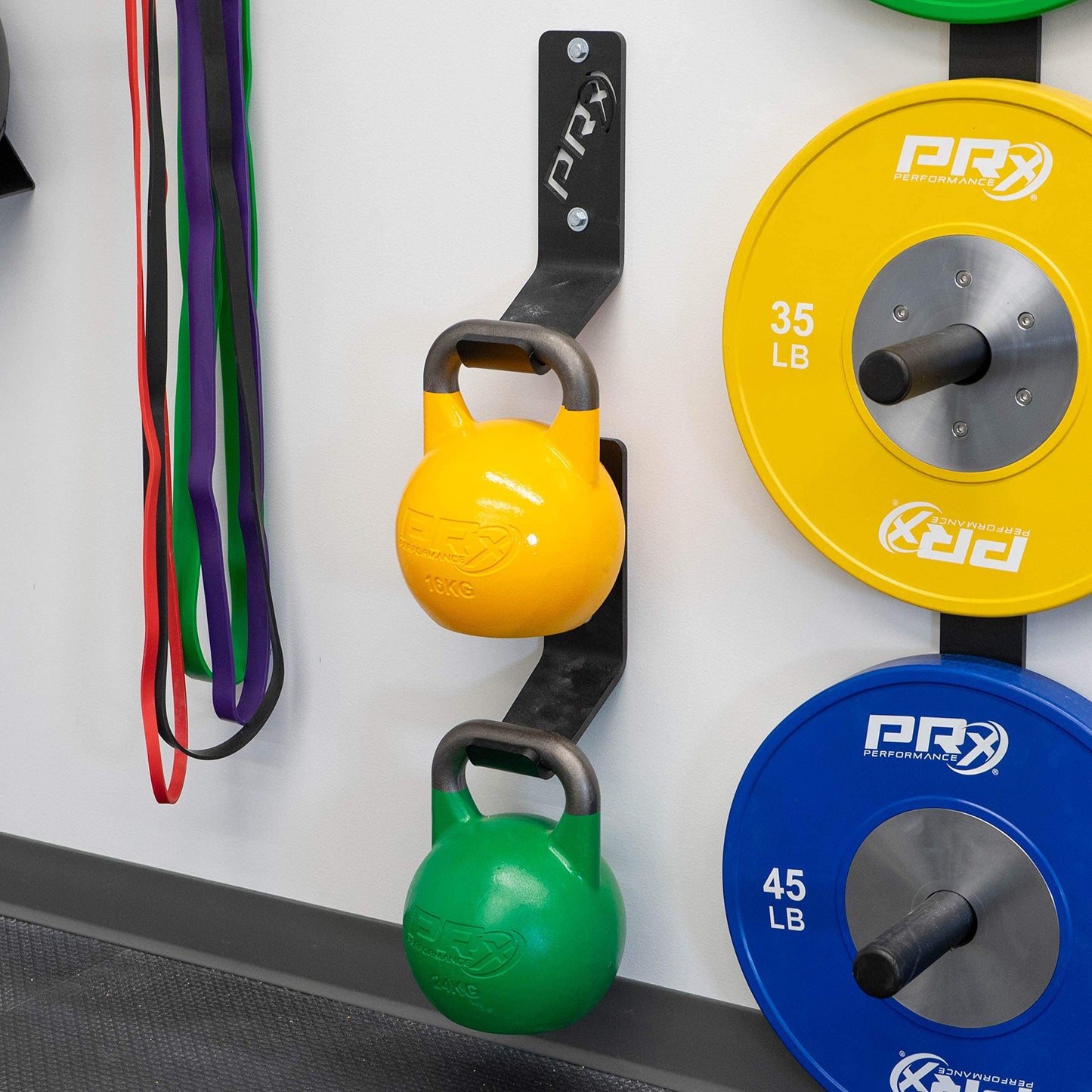 PRx Performance Kettlebell Storage Holder (1), Wall Mounted Kettle Bell Holder Hanger, Space Saving Home or Commercial Gym Accessory, USA Made Steel with Black Powder Coating…