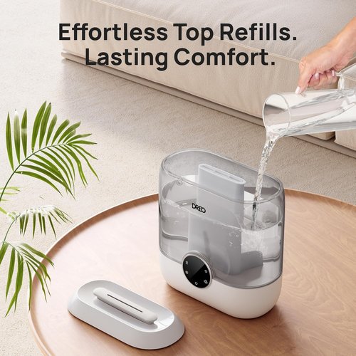 DREO 6L Top Fill Humidifier - Quiet 28 dB Cool Mist for Large Rooms | 60-Hour Runtime, Easy to Clean