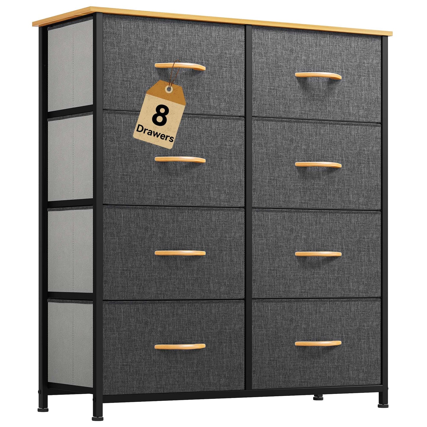 DWVO 9 Drawers Dresser for Bedroom, Fabric Storage Tower for Living Room, Entryway - Sturdy Steel Frame, Wooden Top & Easy Pull Fabric Bins