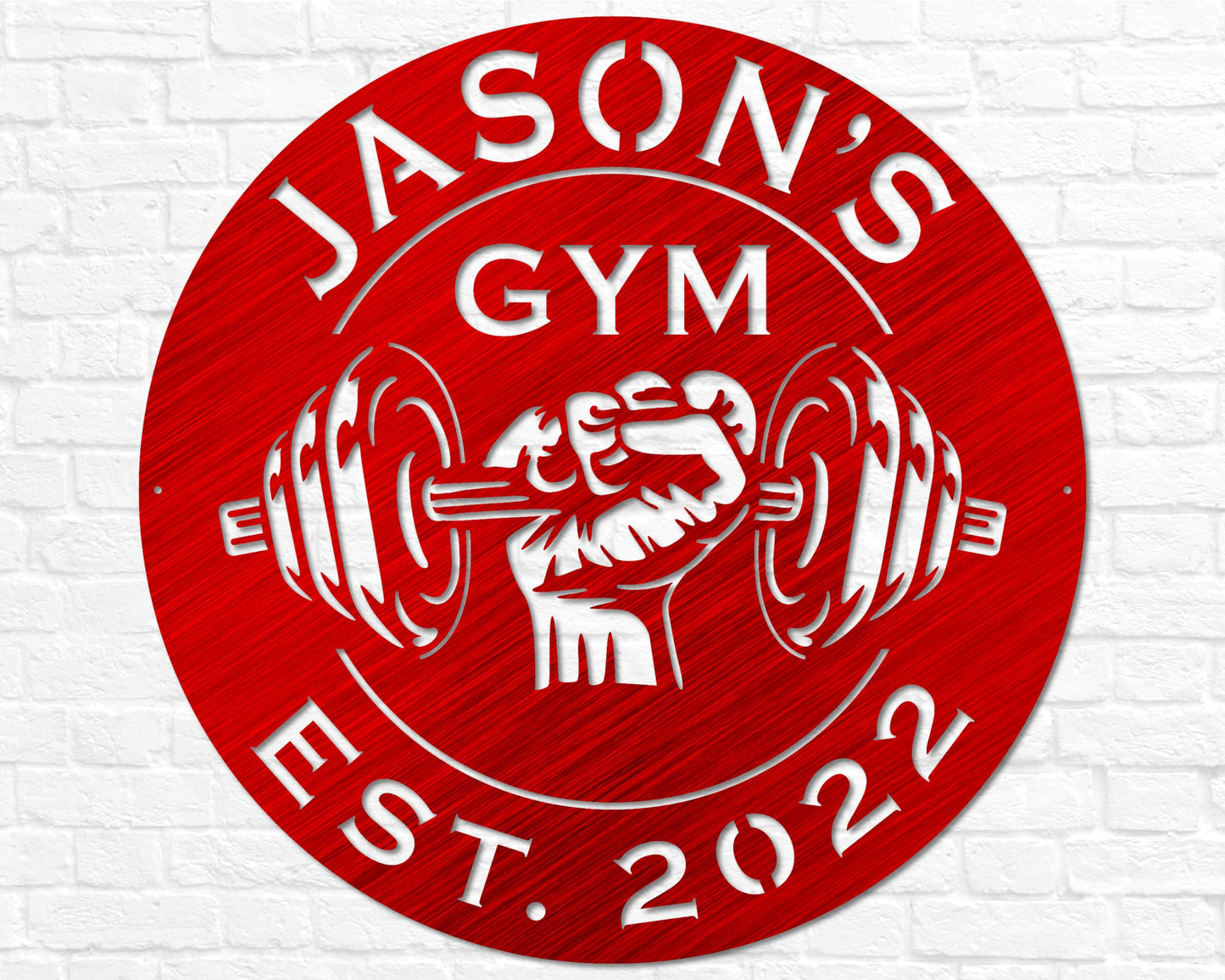 Custom Metal Dumbbell Gym Name Sign, Weightlifting Workout Room Wall Art, Personalized Home Gym Sign, Custom Gym Decor, Workout Garage