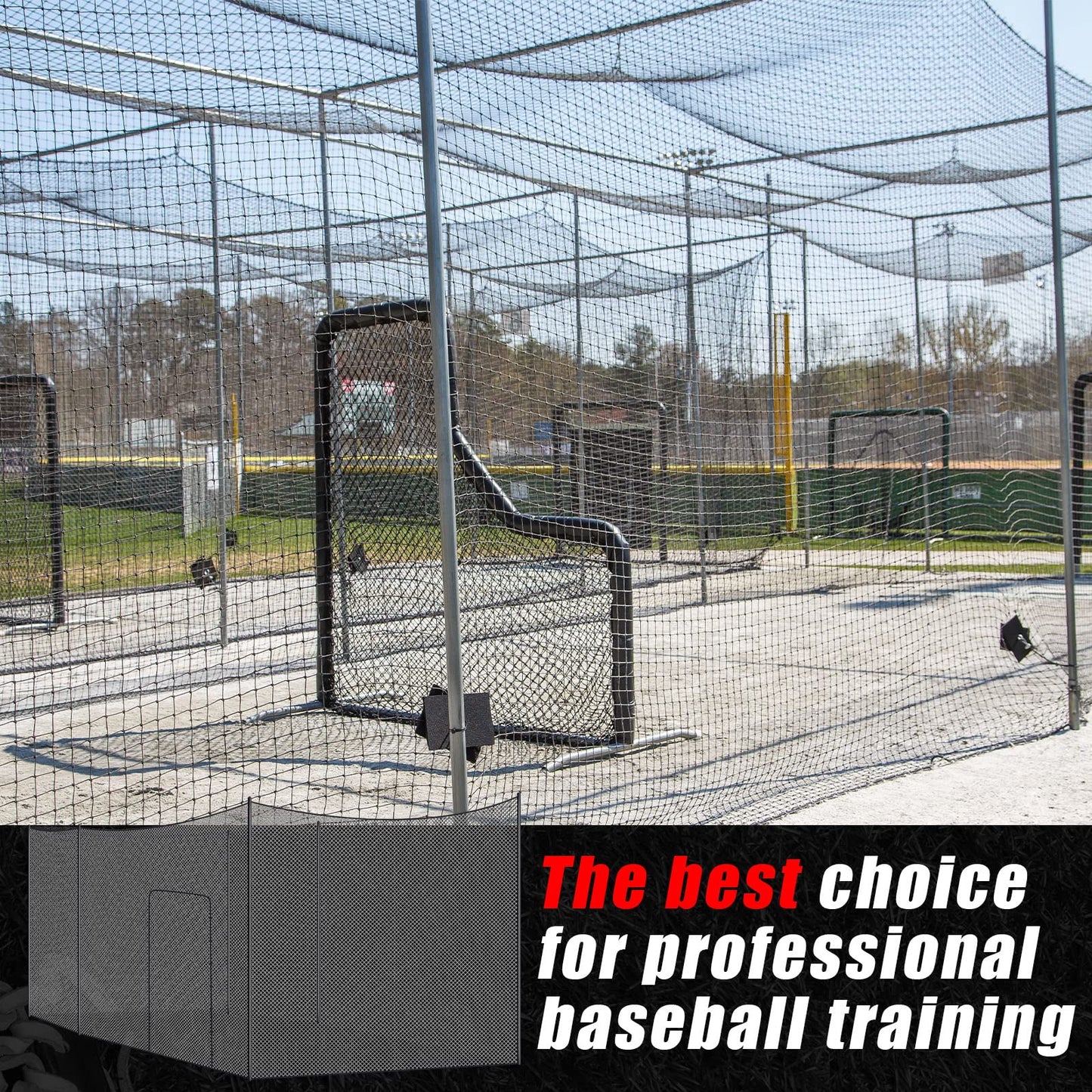 Syhood Baseball Batting Cage Net Heavy Duty Cricket Golf Softball Hitting Practice Net Portable Pitching Cage, Training Sports Barrier Screen for Backyard Outdoor(55 x 12 x 12 ft)