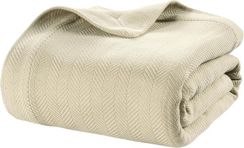 **Lane Linen King Size Blanket - 100% Cotton, Soft & Cozy - Premium Modern Luxury for All Seasons - Tan**
