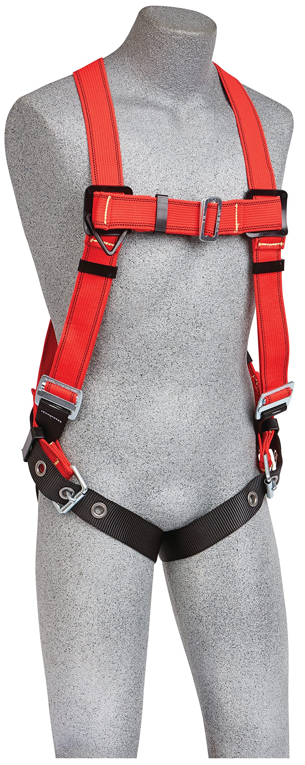 3M Protecta PRO 1191383 Fall Protection Full Body Welders Harness, With Back D-Ring, Tongue Buckle Legs, 420 Pound Capacity, Medium/Large, Red/Black