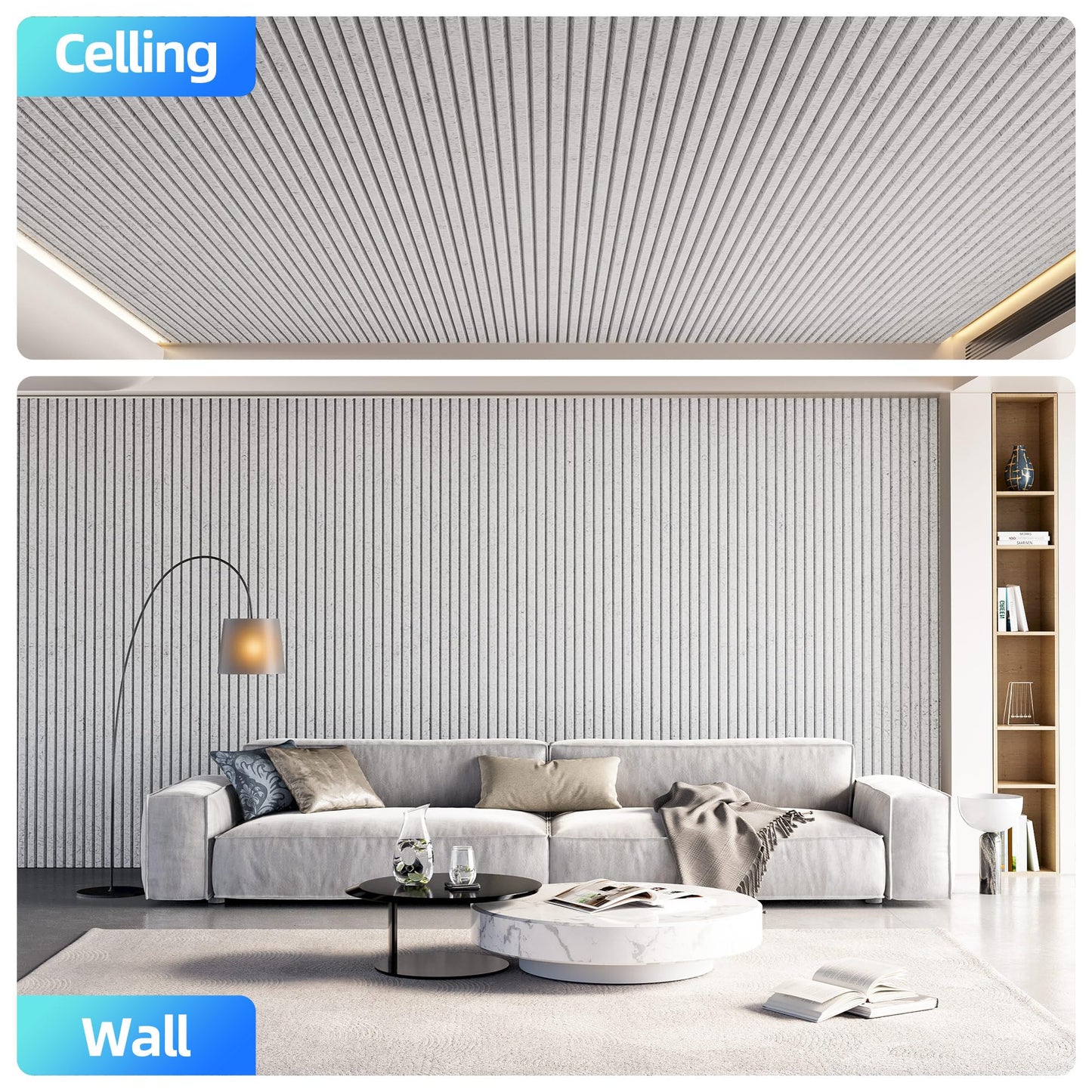 8 Pack Large Acoustic Panels Sound Absorbing with Self-Adhesive, 47.2”*23.6”*0.36” High Density Sound Proof Foam Panels for Walls, 3D Vertical Soundproof Wall Panels for Home Studio Office Decor-Gray