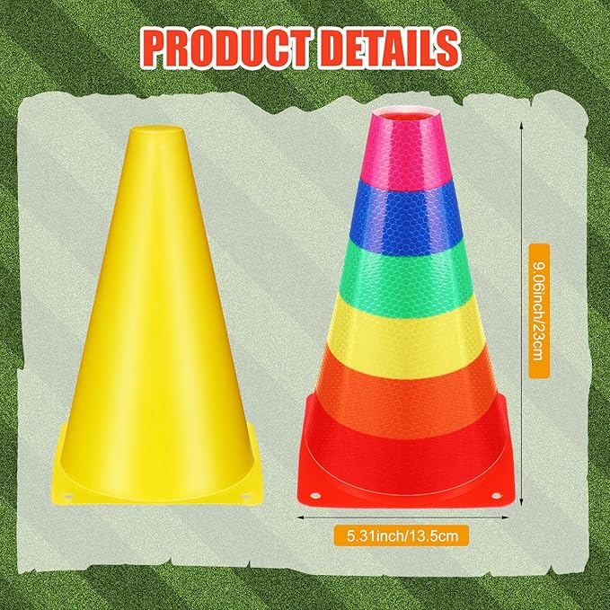Candy Corn Ring Toss Game Plastic Cones 9 Inch Training Traffic Cones Sport Training Agility Field Marker for Youth Soccer Skating Practice